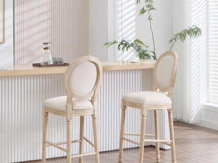 French Country Bar Chairs & Round Back (Set of 2)