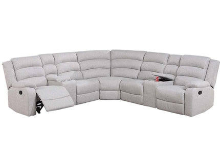 Manual Motion Reclining Loveseat 3 Piece Sectional Set With Console Storage And Cup Holders
