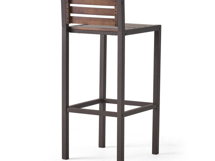 Outdoor Barstool With Slat Panel Design (Set of 2) - Dark Brown