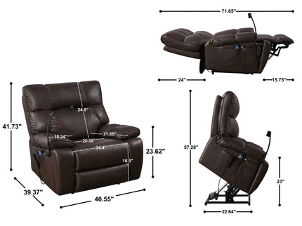 Recliner Chair With Phone Holder, Electric Power Lift Recliner Chair With 2 Motors Massage And Heat For Elderly, 3 Positions, 2 Side Pockets, Cup Holders