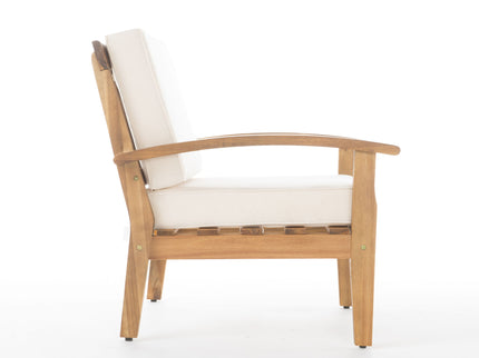 Outdoor Club Chair With Cushion And Acacia Wood Frame - Teak