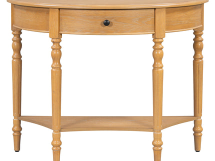 Half Moon Console Table With Drawer & Shelf