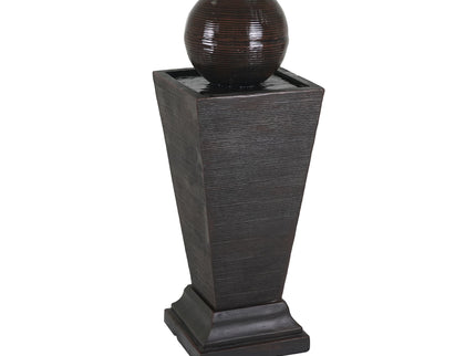 35.5" Tall Column Fountain With LED Lights, Retro Outdoor Decor, Weather Resistant Feature - Dark Brown