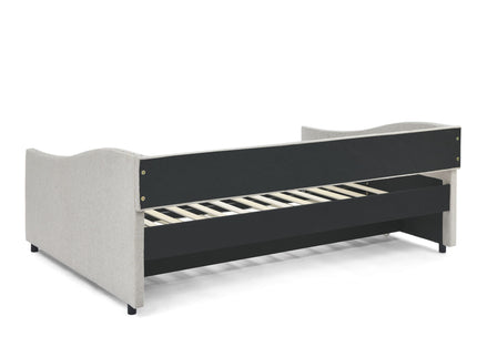 Upholstered Tufted Daybed With Drawers, Waved Arms