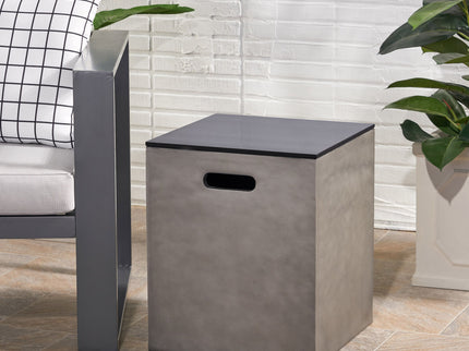 Modern Design Mgo Tank Holder Side Table With Ceramic Top - Black / Gray