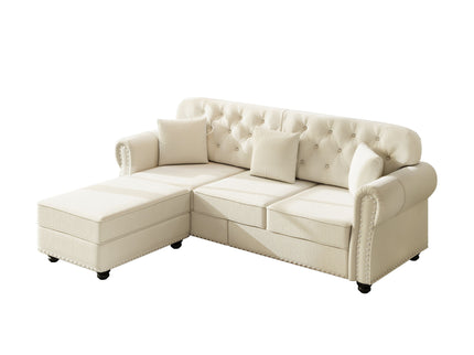 Upholstered 3 Seater Sofa Set With Ottoman