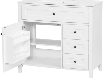 Bathroom Vanity With Sink, Cabinet With 3 Drawers And Adjustable Shelf