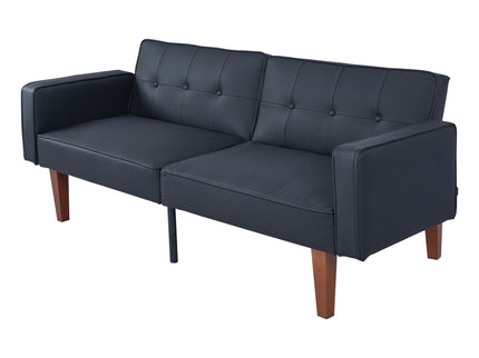 Convertible Futon Sofa Bed With Adjustable Split Back, Twin Size Sleeper Couch - Black
