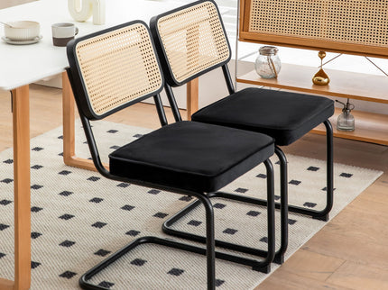 Rattan Side Accent Dining Chairs With Painted Legs (Set of 2)