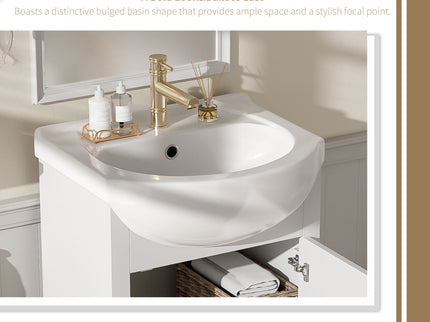 Bathroom Vanity With Bulged Sink, Cabinet, Soft-Close Door, Freestanding Single Unit