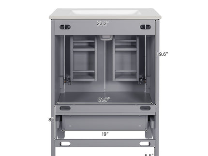 Bathroom Vanity With Integrated Undermount Ceramic Sink, 2 Doors And 1 Drawer, Soft Close Hinges