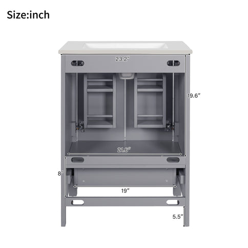 Bathroom Vanity With Integrated Undermount Ceramic Sink, 2 Doors And 1 Drawer, Soft Close Hinges