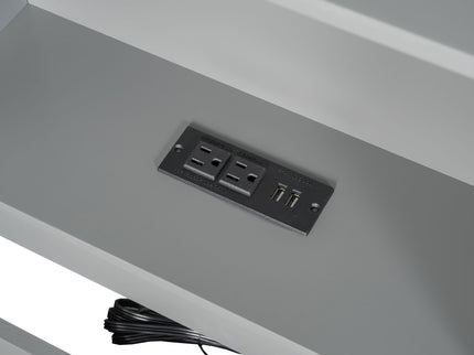 Twin Long Floor Bed With Storage Cabinets And USB Ports - Gray