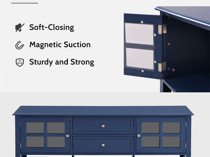 TV Stand, Entertainment Center With Dual Drawers And Hidden Storage, Cabinet With Soft Closing Doors And Sleek Panel Design