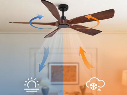 Ceiling Fan With Light And Remote Control, Noiseless, 6 Speeds Reversible, Quiet DC - Matte Black