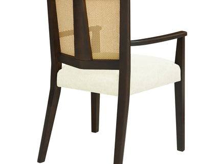 Mid Century Modern Arm Dining Chair Set With Rattan Backrest