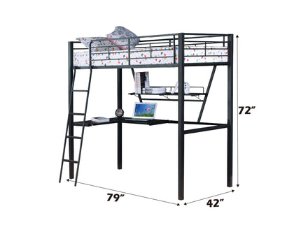 Senon - Twin Loft Bed With Desk - Black / Silver