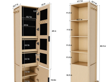 360° Rotating Makeup Cabinet With Full Length Mirror