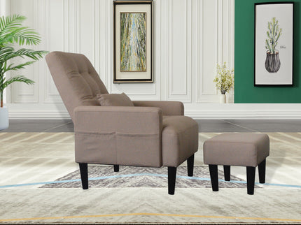 Living Room Sofa Single Chair And Ottoman, Modern Multi-Function Fabric Living Room Sofa Lounge Chair Bed And Stool. Soft Leisure Single Chair Adjustable Into 5 Angles With Sofa Bed