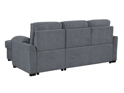 Rebecca - Sofa With Pull Out Bed, Storage Chaise, USB And Cup Holders - Dark Gray