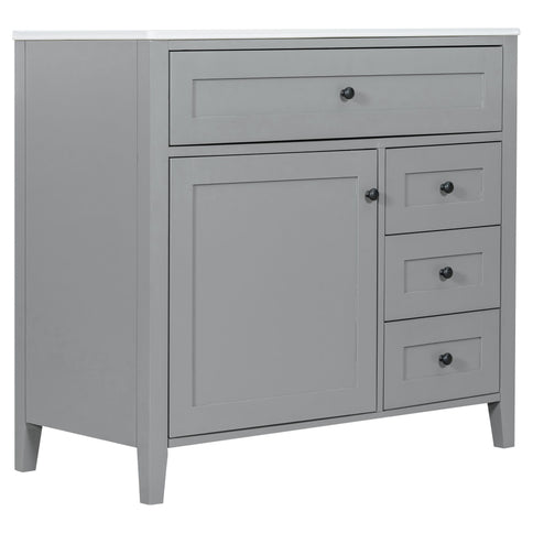 Bathroom Vanity With Sink, Cabinet With 3 Drawers And Adjustable Shelf