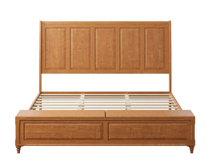 Sleigh Bed Frame With Tall Headboard And Storage Bench