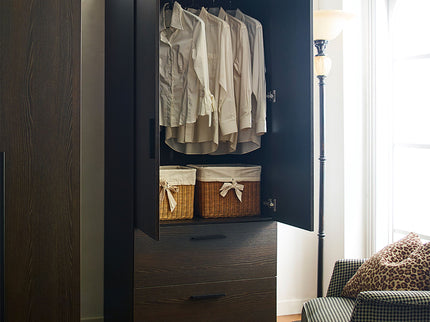 Brook - 2 Door Closet With 2 Drawers And Hanging Bars - Dark Brown