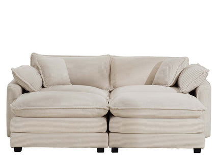 Modern Oversized Modular Cushion Sofa With Ottoman, Low Back, Deep Seating Sofa Set