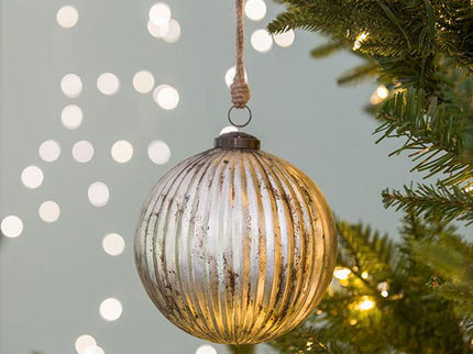 Christmas Ball Ornaments, Glass Decorative Hanging Ball Christmas Tree Ornaments For Holiday Party Decorations (Set of 4) - Silver