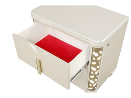 Cinderella - Nightstand With LED Accents And 2 Storage Drawers - Beige
