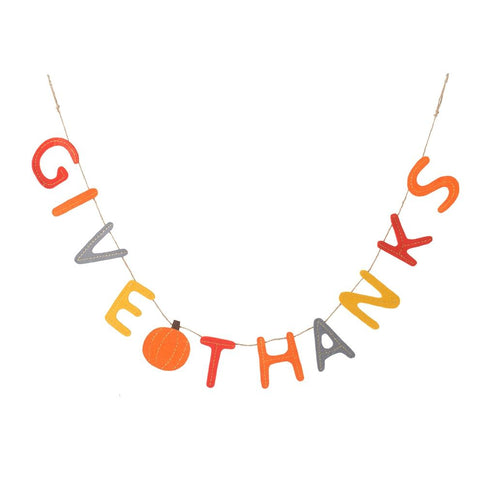 Length Colorful Give Thanks Banner, Home Decor For Harvest Festival Fall Festival & Thanksgiving Table Decorations (Set of 2) - Orange Multi