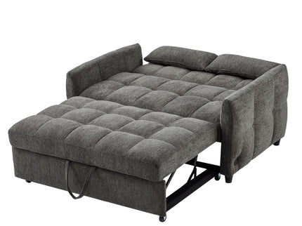 Loveseat Sofa Pull-Out Bed With Adjustable Backrest, 3 USB Ports And 2 Lumbar Pillows For Living Room