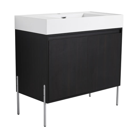 Freestanding Bathroom Vanity With Resin Sink And Storage Cabinet