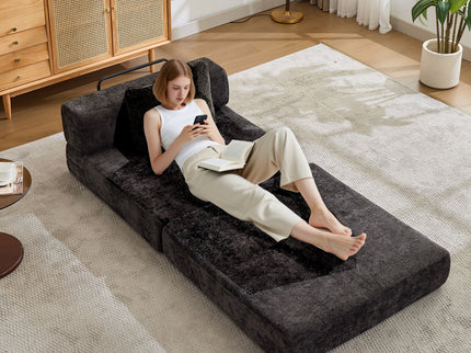 Convertible Floor Sofa Bed With Fixed Shape Frame For Living Room