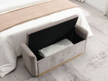 Upholstered Storage Bench With Safety Hinge