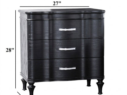 Nightstand, 3 Drawer Bedside Table - Black