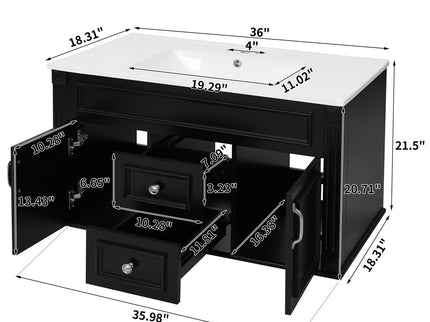 French Simple Style Wall Mounted Bathroom Cabinet With Sink