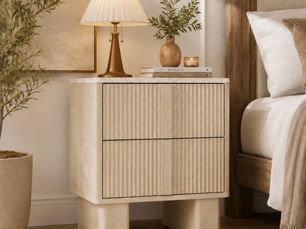 Nightstand With Charging Station And 2 Storage Drawers