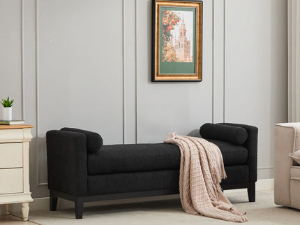 Upholstered End Of Bed Bench With Arms & 2 Bolsters For Bedroom