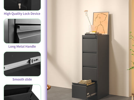 Steel Drawer Vertical File Cabinet With Lock For A4 Legal / Letter Size