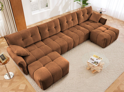 Sofa Set With Ottoman And Pillows, Textured, High Resilience Cushions