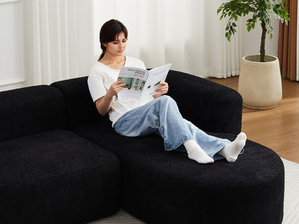 L - Shape Boneless Cloud Couch With 2 Throw Pillows For Living Room