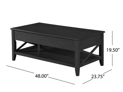 Decatur - Farmhouse Lift Top Coffee Table With Storage - Black / Ash