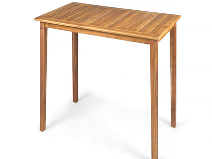 Outdoor Minimalist Acacia Wood Rectangle Bar Table