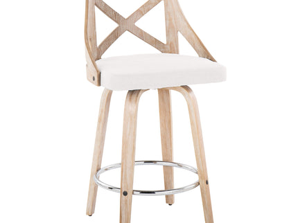 Charlotte - Farmhouse Fixed Height Counter Stool With Swivel And Round Footrest (Set of 2)