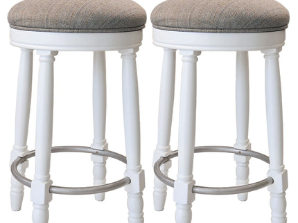 360° Swivel Wooden Barstools With Upholstered Seat, Counter Height (Set of 2)