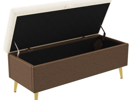 Modern Tufted Storage Ottoman Bench With Metal Legs