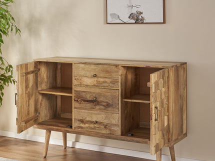 3 Drawer Sideboard With 2 Doors (KD Legs) - Natural