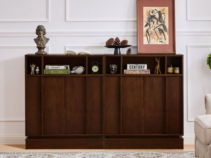 Fluted Sideboard Buffet Cabinet With 2 Doors And Adjustable Shelf, Storage Cabinet For Entryway