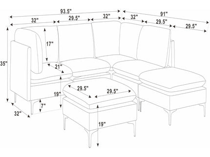 Upholstered Modular Sectional & Tall Legs